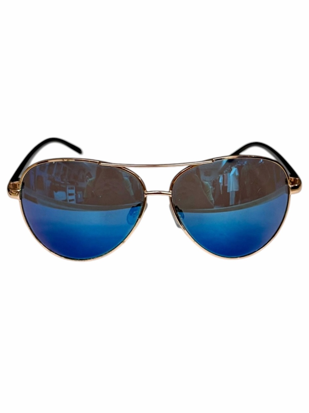 Oscar by Oscar de la Renta Gold Aviator Blue Mirrored Sunglasses